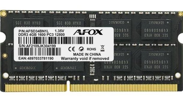 Afox AFSD34BN1L 4 GB DDR3 1x4 1600 MHz Ram