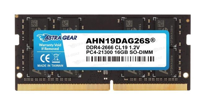 ASTRA GEAR AHN19DAG26S 16 GB DDR4 1x16 2666 MHz Ram