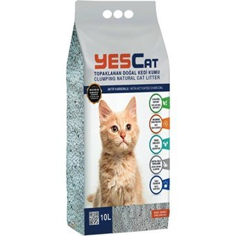 Yescat Topaklanan İnce Taneli Aktif Karbonlu Bentonit Kedi Kumu 10 lt