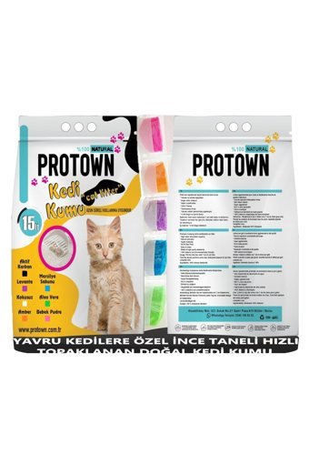 Pro Town Topaklanan İnce Taneli Aktif Karbonlu Bentonit Kedi Kumu 15 lt
