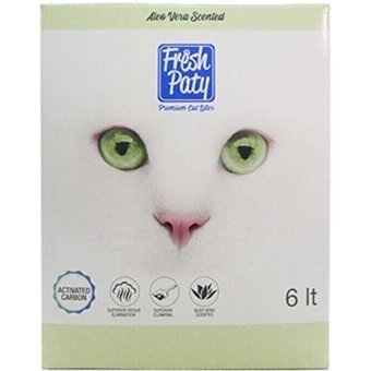 Fresh Paty Aloe Vera Kokulu Topaklanan İnce Taneli Aktif Karbonlu Bentonit Kedi Kumu 8x6 lt