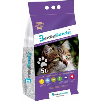 Benty Sandy Lavanta Kokulu Topaklanan İnce Taneli Bentonit Kedi Kumu 4x5 lt