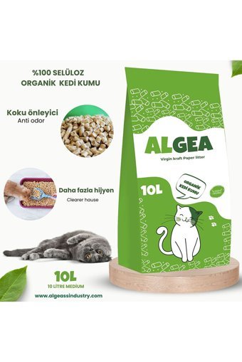 Algea Virgin Kraft Topaklanan İnce Taneli Bentonit Kedi Kumu 10 lt