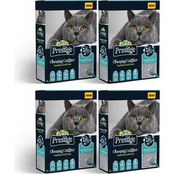 Prestige Topaklanan İnce Taneli Aktif Karbonlu Bentonit Kedi Kumu 4x6 lt