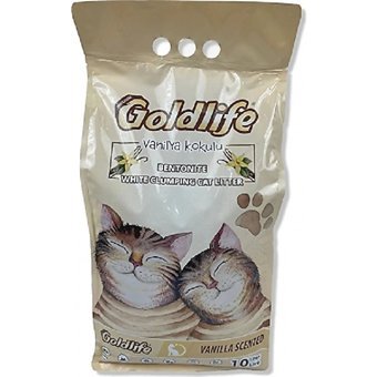 Goldlife Vanilya Kokulu Topaklanan İnce Taneli Bentonit Kedi Kumu 10 lt