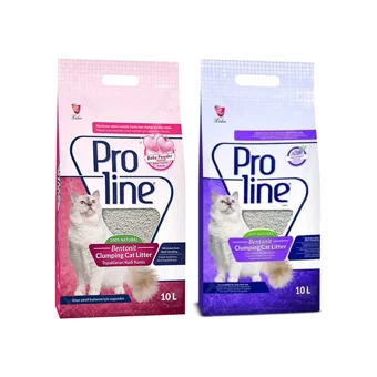 Proline Bebek Pudrası Lavanta Kokulu Topaklanan İnce Taneli Bentonit Kedi Kumu 2x10 lt