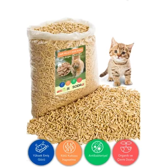 Sodra Çam Kokulu Kalın Taneli Çam Pellet Kedi Kumu 20 lt