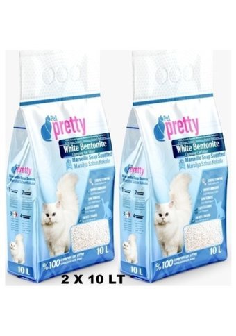 Pretty Sabun Kokulu Topaklanan İnce Taneli Bentonit Kedi Kumu 2x10 lt