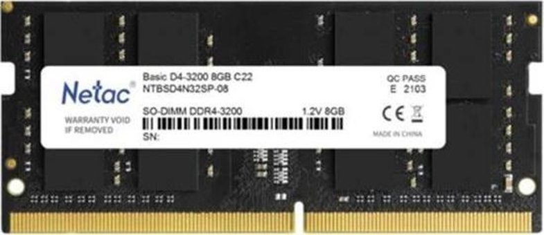 Netac Basic NTBSD4P32SP-08 8 GB DDR4 1x8 3200 Mhz Ram