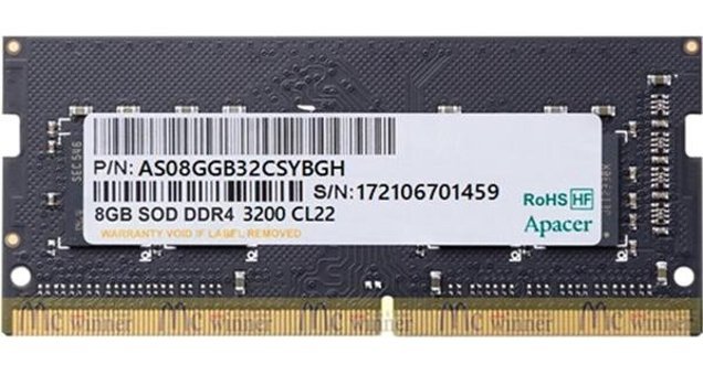 Apacer AS08GGB32CSYBGH 8 GB DDR4 1x8 3200 MHz Ram