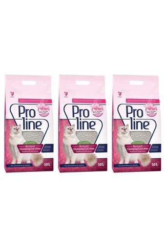 Proline Bebek Pudrası Kokulu Topaklanan İnce Taneli Bentonit Kedi Kumu 3x10 lt