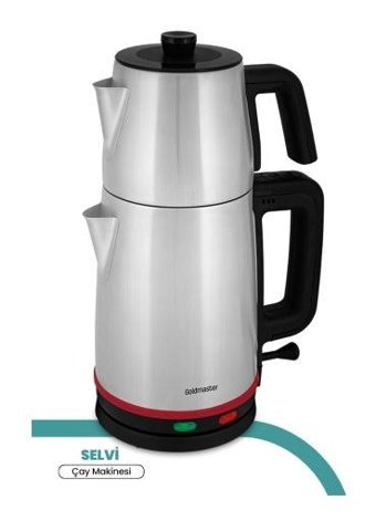Goldmaster Selvi Çelik Demlikli 2200 W Çelik Gövdeli Gri Çay Makinesi