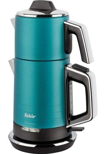 Fakir Temper Çelik Demlikli 1800 W Çelik Gövdeli Turquoise Çay Makinesi