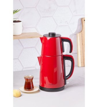 Karaca Dem Çelik Demlikli 1650 W Çelik Gövdeli Redgold Çay Makinesi