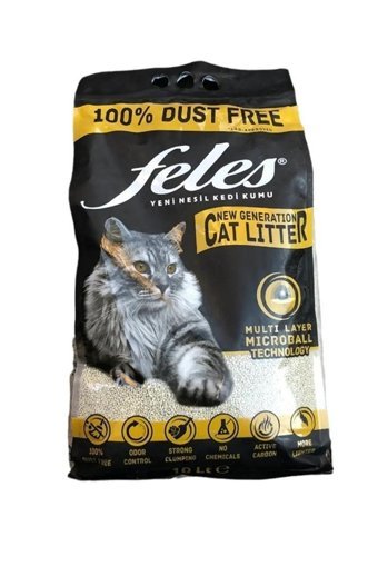 Feles Tozsuz Topaklanan İnce Taneli Bentonit Kedi Kumu 10 lt