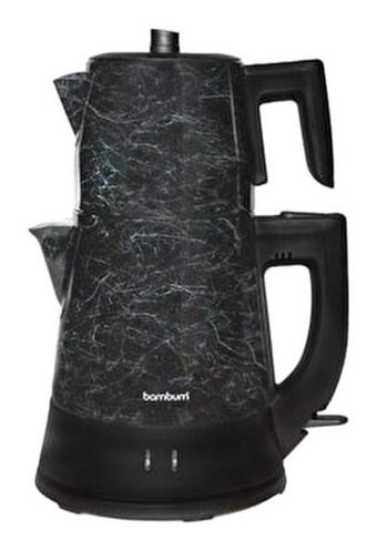 Bambum Kanuni Çelik Demlikli 1800 W Çelik Gövdeli Siyah Çay Makinesi