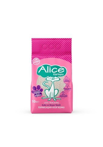 Alice Beyaz Pudra Kokulu Topaklanan Kalın Taneli Bentonit Kedi Kumu 10 lt