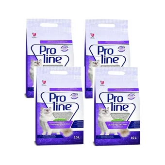 Proline Lavanta Kokulu Topaklanan İnce Taneli Bentonit Kedi Kumu 4x10 lt