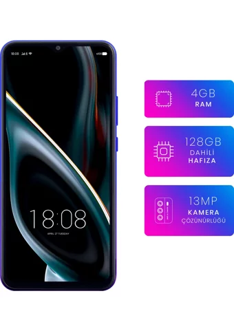 Reeder P13 Blue Max 2021 128 GB Hafıza 4 GB Ram 6.51 inç 13 MP Çift Hatlı IPS LCD Ekran Android Akıllı Cep Telefonu Mavi