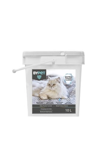 Bypet Bebek Pudrası Kokulu Topaklanan İnce Taneli Bentonit Kedi Kumu 10 lt
