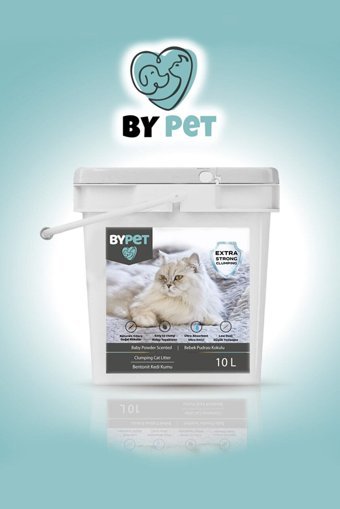 Bypet Bebek Pudrası Kokulu Topaklanan İnce Taneli Bentonit Kedi Kumu 10 lt