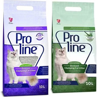 Proline Lavanta Kokulu + Aleo Vera Kokulu Topaklanan İnce Taneli Bentonit Kedi Kumu 2x10 lt