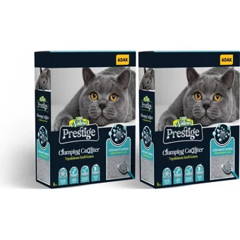 Prestige Topaklanan İnce Taneli Aktif Karbonlu Bentonit Kedi Kumu 2x6 lt