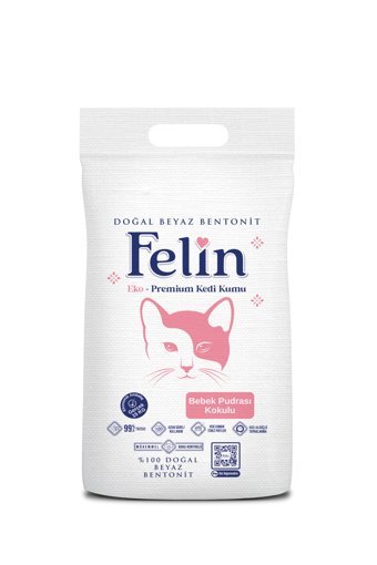 Felin Bebek Pudrası Kokulu Topaklanan İnce Taneli Bentonit Kedi Kumu 15 kg