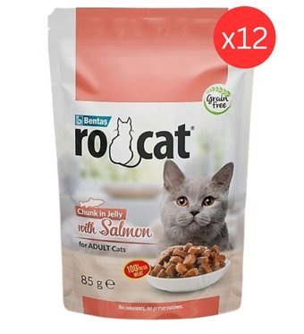 Ro Cat Somon Parça Etli Yaş Kedi Maması 12x85 gr