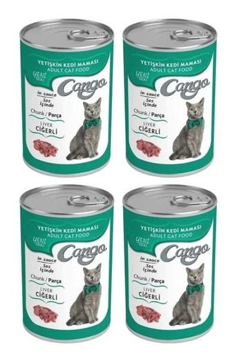 Cango Ciğerli Parça Etli Yaş Kedi Maması 4x415 gr