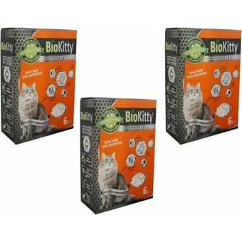 Bio Kitty Topaklanan İnce Taneli Bentonit Kedi Kumu 3x6 lt