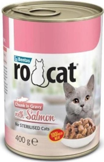 Rocat Kısırlaştırılmış Somon Parça Etli Yaş Kedi Maması 12x400 gr