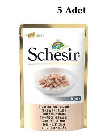Schesir Ton Balıklı-Somon Kıyılmış Yaş Kedi Maması 5x85 gr