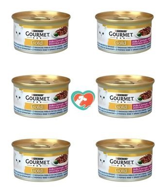 Purina Gourmet Gold Balık-Ispanak Parça Etli Yaş Kedi Maması 6x85 gr