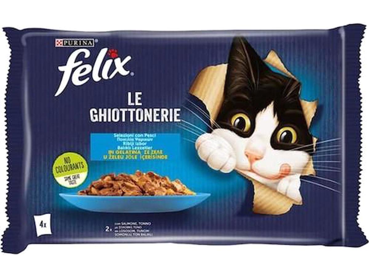 Felix Multipack Ton Balıklı-Somon Parça Etli Yaş Kedi Maması 4x85 gr
