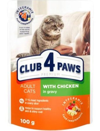 Club4paws Premium Tavuk Parça Etli Yaş Kedi Maması 100 gr
