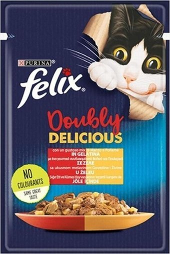 Felix Sığır-Tavuk Parça Etli Yaş Kedi Maması 26x85 gr