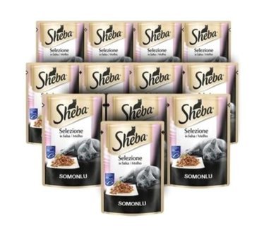 Sheba Somon Parça Etli Yaş Kedi Maması 12x85 gr