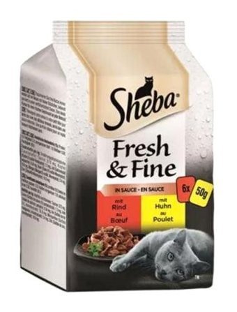 Sheba Fresh & Fine Tavuk-Sığır Eti Parça Etli Yaş Kedi Maması 6x50 gr