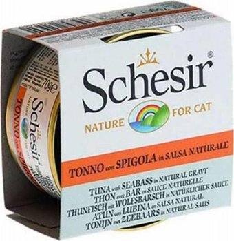 Schesir Ton Balıklı-Levrek Parça Etli Yaş Kedi Maması 6x70 gr