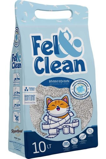 Fel & Clean Marsilya Sabunu Kokulu Topaklanan İnce Taneli Bentonit Kedi Kumu 2x5 lt