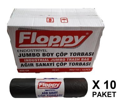 Floppy Jumbo Boy 80x110 cm Çöp Poşeti 100 Adet Siyah