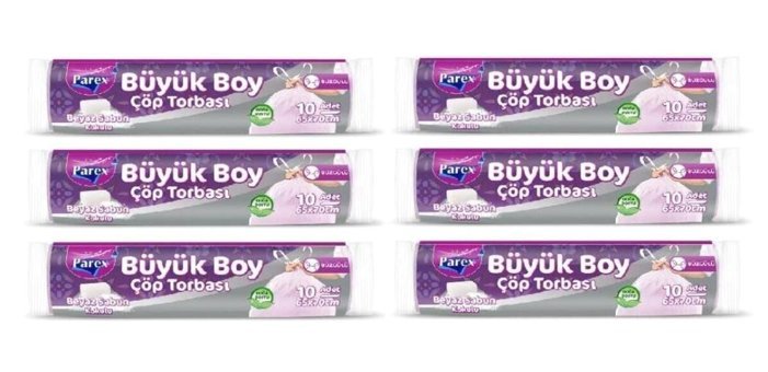 Parex Büyük Boy 60x70 cm Çöp Poşeti 10x6 Adet Beyaz