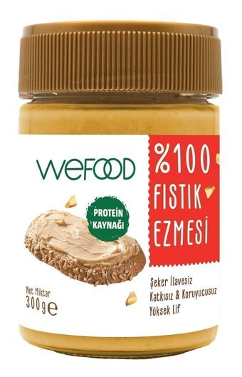 Wefood Şekersiz Parçacıklı Fıstık Ezme Krem Çikolata 300 gr