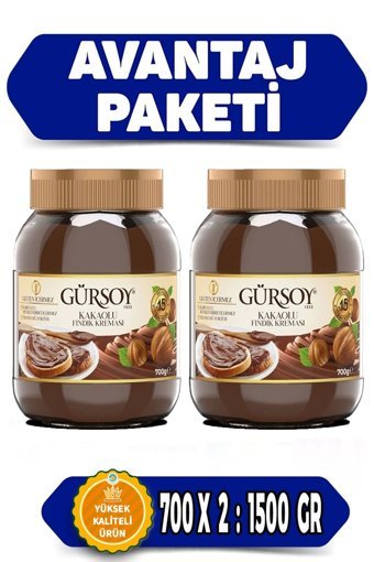 Gürsoy Glutensiz Kakaolu Fındık Ezme Krem Çikolata 2x700 gr