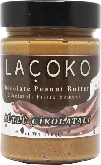 Laçoko Şeker Ilavesiz Sütlü-Çikolatalı Fıstık Ezme Krem Çikolata 320 gr