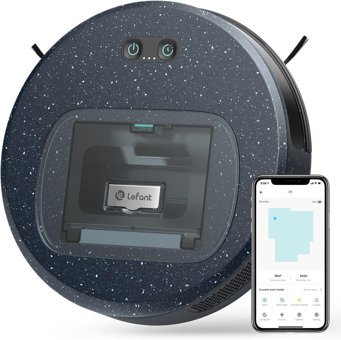 Lefant F1 Haritalı Moplu Kuru 5000 Pa Siyah Robot Süpürge