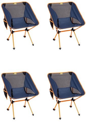 Funky Chairs Katlanır Kolsuz Lacivert Çantalı Yetişkin 4'lü Kamp Sandalyesi