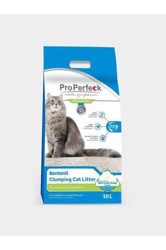 Pro Perfeck Marsilya Sabunu Kokulu Topaklanan İnce Taneli Bentonit Kedi Kumu 10 lt