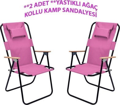 Exent Katlanır Kolçaklı Pembe Yetişkin 2'li Kamp Sandalyesi